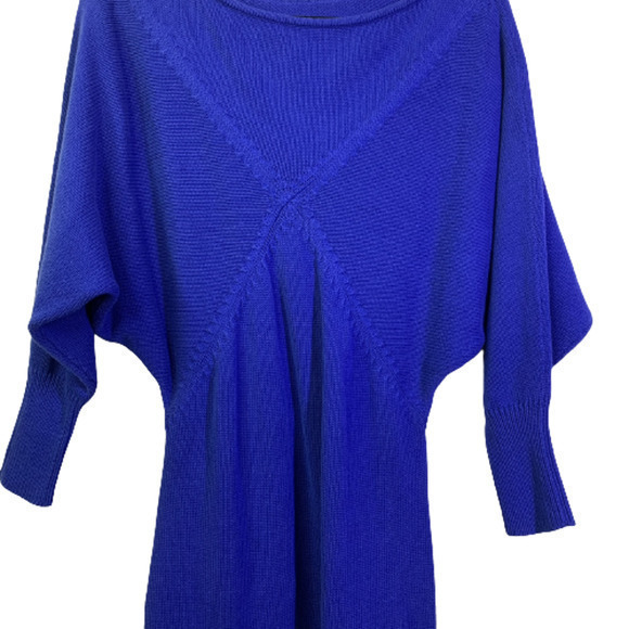 TAHARI Cobalt Blue Dolman Sleeve Bodycon Sweater Dress - Picture 7 of 9
